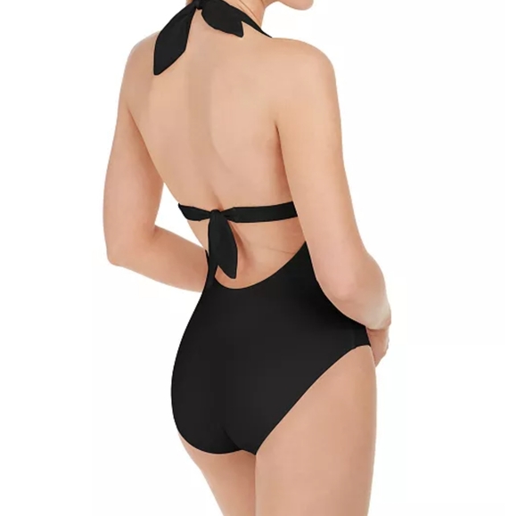 EUC Kate Spade Black Halter One Piece Swimsuit size Large - Picture 3 of 8